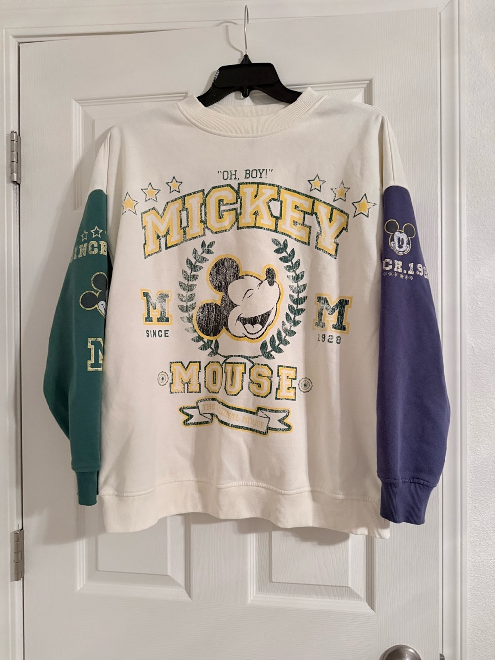H&M Colorblock Collegiate Mickey Mouse Crewneck Sweatshirt -